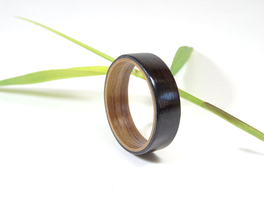 Bague en bois précieux d'Ebène et Alisier