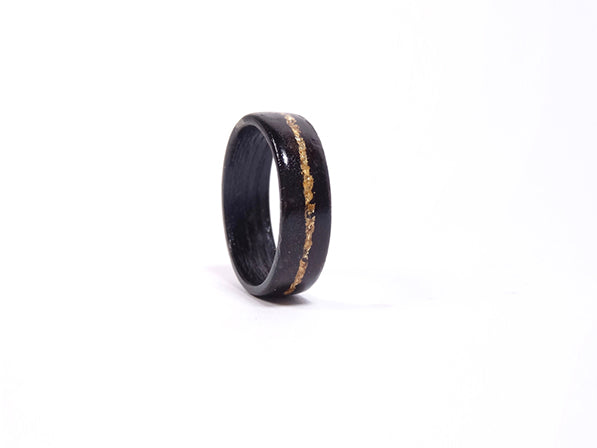 Bague en bois Ebène et feuille d'or