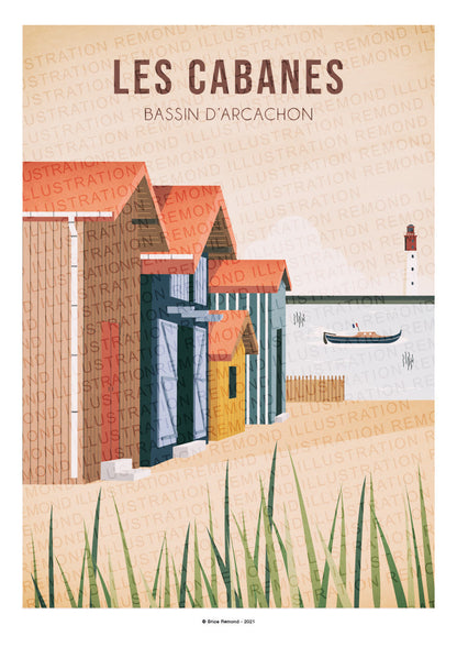 Affiche Cabanes de pécheurs - Bassin d'Arcachon