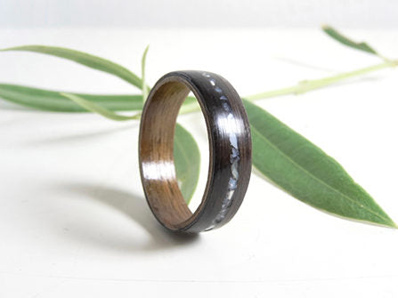 Anneau de mariage en bois Ebène et nacre