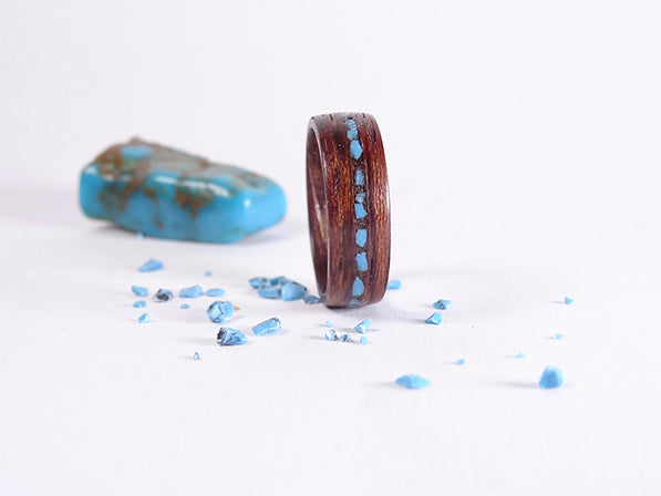 Bague bois Palissandre et Pierre Turquoise