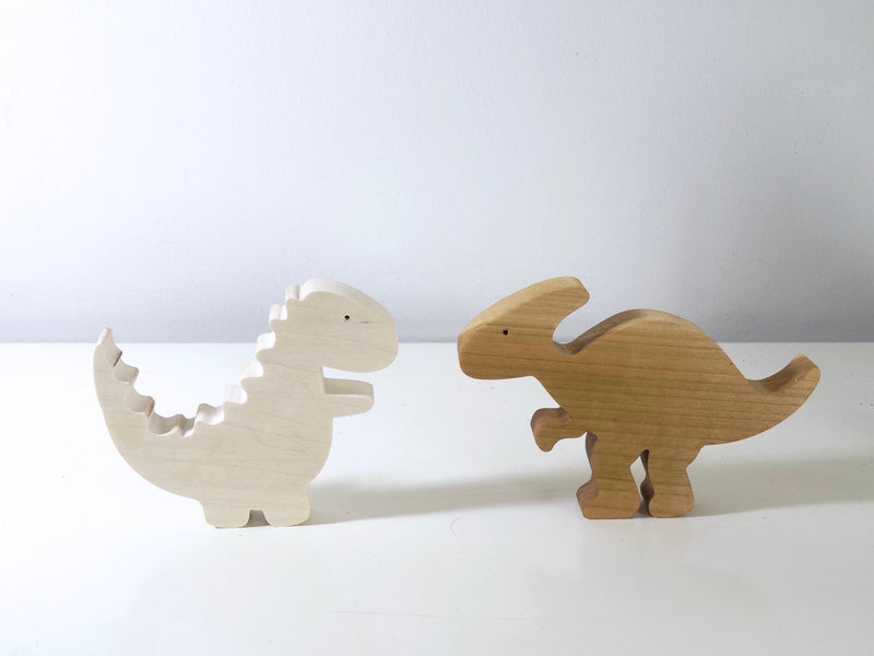 Ensemble de dinosaures en bois et mammouth