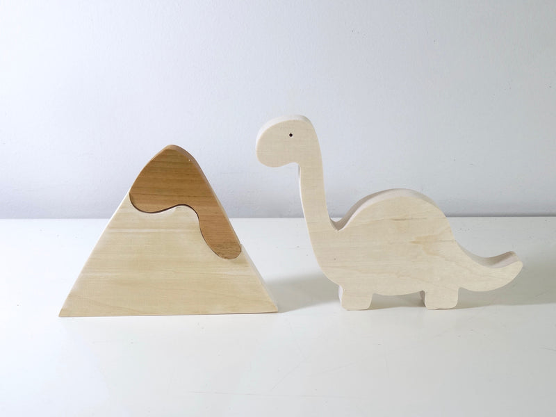 Ensemble de dinosaures en bois et mammouth