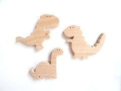 Magnets en bois forme de dinosaure