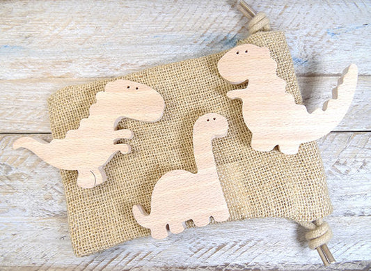 Magnets en bois forme de dinosaure