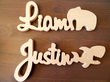 Lettre en bois animaux
