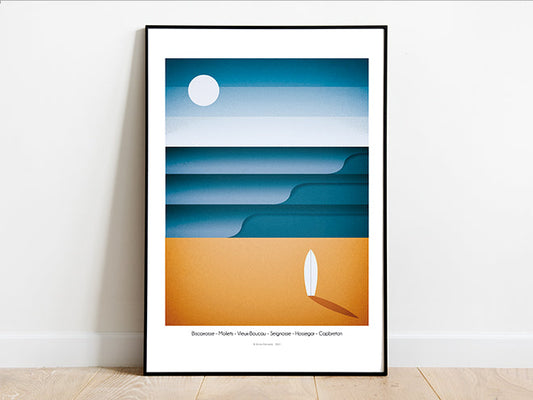 Affiche Surf - Plages Landaises