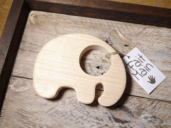 Anneau de dentition bois forme éléphant