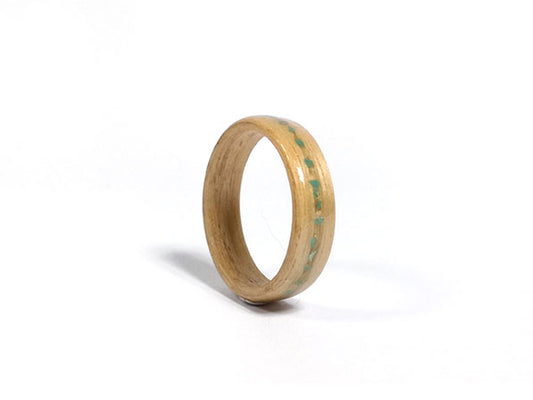 Bague en bois clair et Turquoise