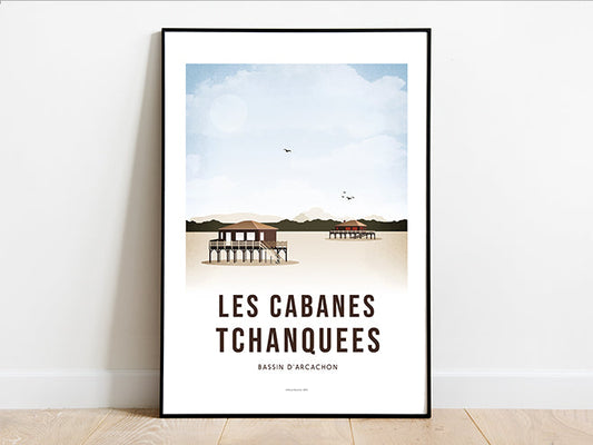 Affiche Cabanes Tchanquées - Bassin Arcachon