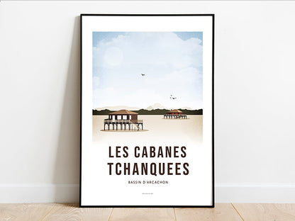 Affiche Cabanes Tchanquées - Bassin Arcachon